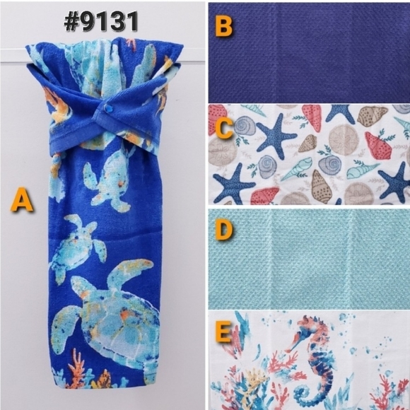 #9131-A NEW! Sea turtles Hang'N'Snap Hand Towel *Select snap - Picture 2 of 12